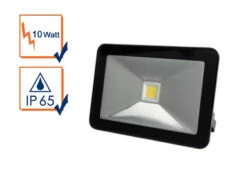 Perel 10 Watt LED Strahler ALU, 4000 Kelvin Neutralweiß, IP65, 9x13cm