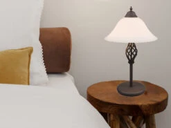 Trio Leuchten 2-flammige Tischleuchte RUSTICA Landhausstil In Rostoptik Mit Glasschrim -Licht Welt Geschaft 2 flammige tischleuchte rustica landhausstil in ro 5