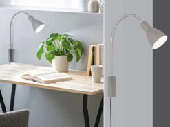 Fischer & Honsel 2 In 1 Leselampe & Bettleuchte LOLLAND Grau Mit Kabel & Stecker