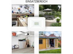 ELRO 20 Watt LED Flutlichtstrahler Aluminium Weiß Sicherheitsglas IP54 -Licht Welt Geschaft 20 watt led flutlichtstrahler aluminium weiss sich 8