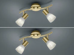 Trio Leuchten 2er SET 2-flammige Deckenstrahler Messing, Glasschirme Schwenkbar Breite 33cm