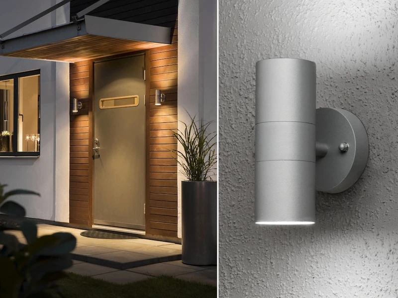 Konstsmide 2er-Set Aluminium Up-Down Wandleuchten MODENA Grau, GU10, Höhe 17 Cm, IP44 1 Konstsmide 2er-Set Aluminium Up-Down Wandleuchten MODENA Grau, GU10, Höhe 17 Cm, IP44
