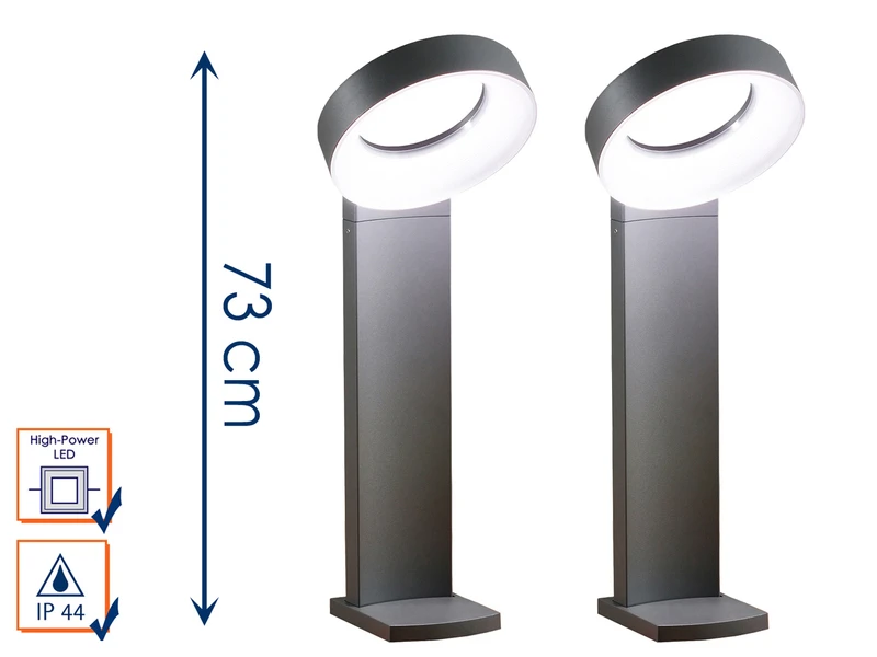 Konstsmide 2er-Set Auffällige Wegeleuchten ASTI, Anthrazit, 18W HP-LEDs, 1400 Lumen, 5000K 2 Konstsmide 2er-Set Auffällige Wegeleuchten ASTI, Anthrazit, 18W HP-LEDs, 1400 Lumen, 5000K – Bild 2