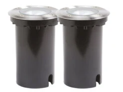 Konstsmide 2er-Set Bodeneinbaustrahler, Außenleuchte Rund, Ø 11cm, IP65, Edelstahl / Glas