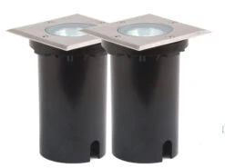 Konstsmide 2er-Set Bodeneinbaustrahler Eckig, 11cm, IP65, Edelstahl, Bis 1500 Kg