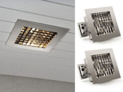 Konstsmide 2er-Set Elegante Deckeneinbauleuchten Edelstahl Gebürstet E27, 27 X 27 Cm