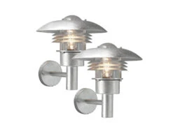 Konstsmide 2er Set Elegante Wandleuchten MODENA Galv. Stahl, E27, Höhe 29 Cm, IP44