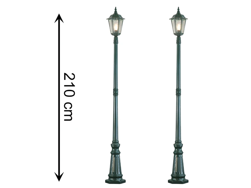 Konstsmide 2er-Set Gartenlaterne FIRENZE, E27, Aluminium Grün, Inkl. Pfahl Und Fundament 2 Konstsmide 2er-Set Gartenlaterne FIRENZE, E27, Aluminium Grün, Inkl. Pfahl Und Fundament – Bild 2