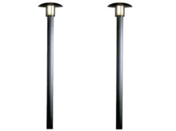 Konstsmide 2er Set Gartenlaterne / Mastleuchte HEIMDAL, Höhe 200cm, Alu Schwarz / Glas Opal