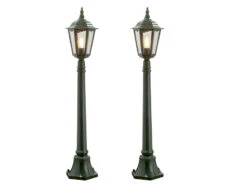 Konstsmide 2er-Set Grüne Wegeleuchten FIRENZE, E27, Aluminium, Inkl. Pfahl Und Fundament