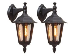 Konstsmide 2er-Set Hängende Wandleuchten FIRENZE, E27, Aluminium Schwarz