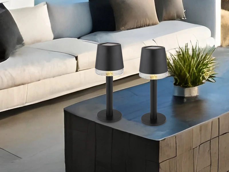 MeineWunschleuchte 2er Set Kleine LED Outdoor Solar Tischleuchten In Schwarz, Höhe 21,5cm 1 MeineWunschleuchte 2er Set Kleine LED Outdoor Solar Tischleuchten In Schwarz, Höhe 21,5cm