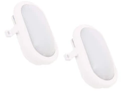 REV 2er Set LED Außenwandleuchten Oval Weiß Mit Bewegungsmelder, Kellerlampen