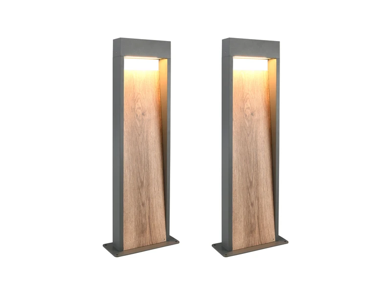 MeineWunschleuchte 2er Set LED Pollerleuchten In Anthrazit & Holzoptik, Höhe 60cm 2 MeineWunschleuchte 2er Set LED Pollerleuchten In Anthrazit & Holzoptik, Höhe 60cm – Bild 2