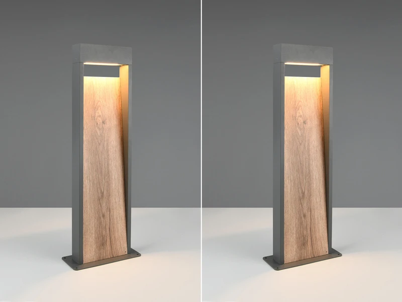 MeineWunschleuchte 2er Set LED Pollerleuchten In Anthrazit & Holzoptik, Höhe 60cm 3 MeineWunschleuchte 2er Set LED Pollerleuchten In Anthrazit & Holzoptik, Höhe 60cm – Bild 3