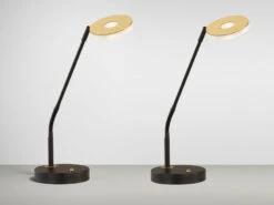 MeineWunschleuchte 2er SET LED Schreibtischlampen Schwarz / Gold Mit Dimmer - 60cm Groß -Licht Welt Geschaft 2er set led schreibtischlampen schwarz gold mit di 2