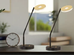 MeineWunschleuchte 2er SET LED Schreibtischlampen Schwarz / Gold Mit Dimmer - 60cm Groß