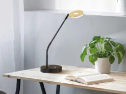 MeineWunschleuchte 2er SET LED Schreibtischlampen Schwarz / Gold Mit Dimmer - 60cm Groß -Licht Welt Geschaft 2er set led schreibtischlampen schwarz gold mit di 4