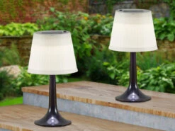 MeineWunschleuchte 2er Set LED Solar Outdoor Tischleuchten Schwarz, Höhe 36cm -Licht Welt Geschaft 2er set led solar outdoor tischleuchten schwarz ho 4