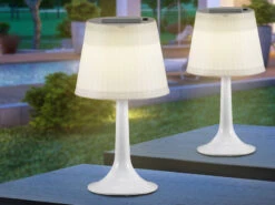MeineWunschleuchte 2er Set LED Solar Outdoor Tischleuchten Weiß, Höhe 36cm