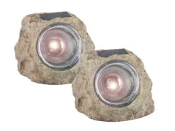 Ranex 2er-Set LED Solarleuchten "Stein" Aus Polyresin Mit 3 LEDs, IP44