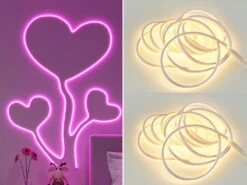 MeineWunschleuchte 2er Set LED Streifen Mit Fernbedienung, RGB Farbwechsler & Dimmer - 5 Meter