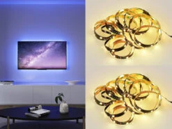 MeineWunschleuchte 2er Set LED Streifen Mit Fernbedienung, RGB & Sound Control - 300cm