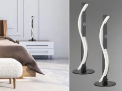 MeineWunschleuchte 2er SET LED Tischleuchten Schwarz / Weiß Dimmbar - Höhe 40cm