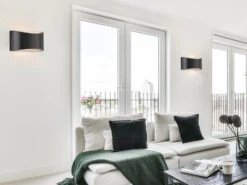 Fischer & Honsel 2er Set LED Wandleuchten Up And Down Flach Dimmbar - Design Schwarz Antik