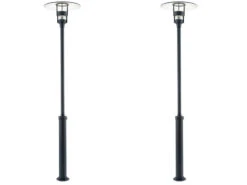 Konstsmide 2er Set Mastleuchte / Gartenlaterne FREJA, Höhe 232 Cm, Alu Schwarz / Glas Klar