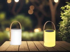 MeineWunschleuchte 2er SET Outdoor Solar Tischleuchten 24cm Mit Fernbedienung & RGB Farben