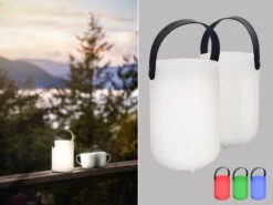 FHL Easy 2er SET Outdoor Tischlampen CIRO 15cm Ohne Kabel Mit Fernbedienung & RGB