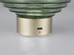 MeineWunschleuchte 2er SET Retro Akku Tischleuchten Mit Glas Lampenschirm Grün, Höhe 14cm -Licht Welt Geschaft 2er set retro akku tischleuchten mit glas lampensc 6