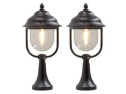 Konstsmide 2er-Set Schwarze Sockelleuchten PARMA Aus Aluminium, E27, IP43, H.: 54 Cm