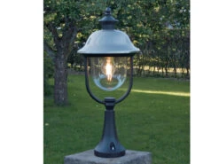 Konstsmide 2er-Set Schwarze Sockelleuchten PARMA, Edelstahl Lampendach, E27, IP43 -Licht Welt Geschaft 2er set schwarze sockelleuchten parma edelstahl la 3