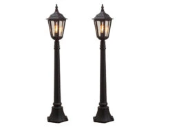 Konstsmide 2er-Set Schwarze Wegeleuchten FIRENZE, E27, Aluminium, Inkl. Pfahl Und Fundament