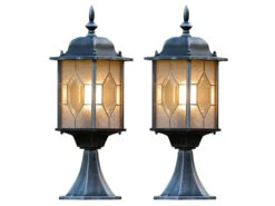 Konstsmide 2er-Set Sockelleuchten MILANO, E27, Bleikristalloptik, IP43, Höhe 51 Cm