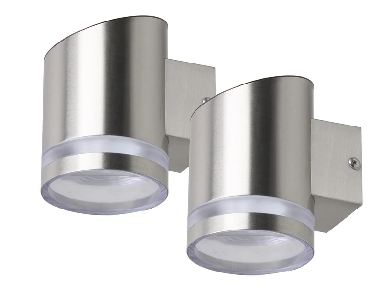 MeineWunschleuchte 2er SET Solar Außenwandleuchten Edelstahl, Mit Dämmerungssensor 2 MeineWunschleuchte 2er SET Solar Außenwandleuchten Edelstahl, Mit Dämmerungssensor – Bild 2