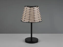 MeineWunschleuchte 2er SET Solar LED Tischleuchten Schwarz Mit Lampenschirm Rattanoptik Höhe 32cm -Licht Welt Geschaft 2er set solar led tischleuchten schwarz mit lampen 9