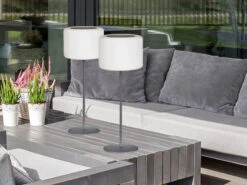 MeineWunschleuchte 2er SET Solar Tischlampen 39,5cm Ohne Kabel - Mit Fernbedienung Dimmbar & RGB