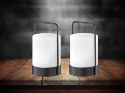 MeineWunschleuchte 2er SET Solar Tischleuchten Mit Fernbedienung & RGB LED - 20cm -Licht Welt Geschaft 2er set solar tischleuchten mit fernbedienung rgb 1 4