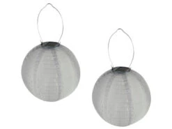 Perel 2er Set Solarlaterne Gartenlampion LED Weiß, Ø 25cm, Ein/Ausschalter, Wetterfest