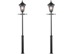 Konstsmide 2er Set Straßenlaterne / Mastleuchte VIRGO, Höhe 255 Cm, E27, Alu Schwarz