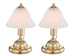 Globo 2er Set Tischleuchten ANTIQUE Messing Mit Glasschirm Alabaster, Touch Ein/Aus