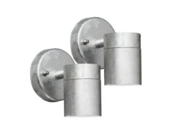 Konstsmide 2er-Set Wandleuchte MODENA Down-Light Galv. Stahl, GU10, Höhe 9 Cm, IP44