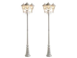 Konstsmide 2er-Set Weiße Gartenlaterne PARMA Aus Aluminium, E27, IP43, H.: 218 Cm