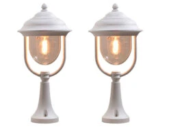 Konstsmide 2er-Set Weiße Sockelleuchten PARMA Aus Aluminium, E27, IP43, H.: 54 Cm
