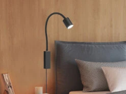 Fischer & Honsel 2in1 Wandleuchte & Bettleuchte JUSTI Schwarz, Schwanenhals Leseleuchte