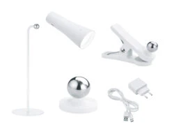 Reality Leuchten 3 In 1 LED Akku Tischleuchte MAXI Mit Klemm- & Klebestation, Weiß H: 36cm -Licht Welt Geschaft 3 in 1 led akku tischleuchte maxi mit klemm klebes 12