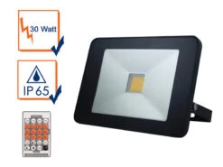 Perel 30 Watt LED Strahler Bewegungsmelder & Fernbedienung, 4000 Kelvin, IP65, 15x21cm